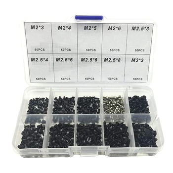 

500pcs Durable Fastener Carbon Steel Tool Replacement With Box Computer Assortment M2 M2.3 M2.6 Laptop Screws Set DIY Universal
