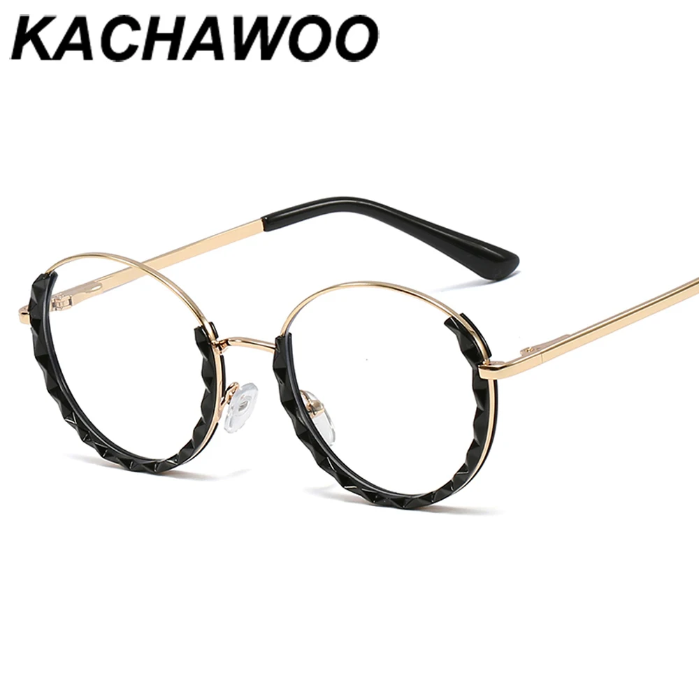 Женские очки в полуоправе Kachawoo круглые металлической оправе TR90 женские