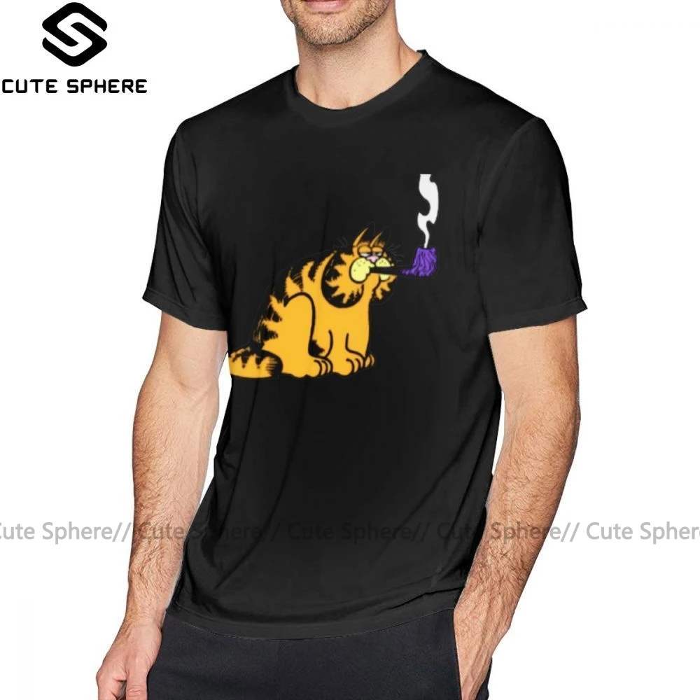 

Garfield T Shirt Garfield With Pipe T-Shirt Short-Sleeve 100 Percent Cotton Tee Shirt Funny Streetwear Graphic Man Tshirt