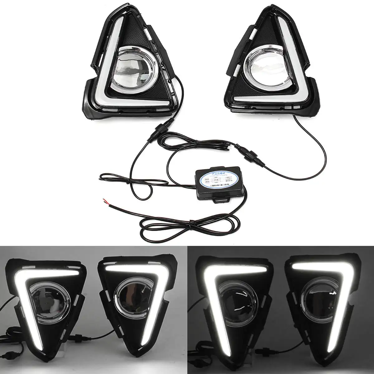 

New 2 PCS Plastic Front Fog Light DRL Daytime Running Lights DRL Foglights Fog Lights For Toyota RAV4 2016-2017