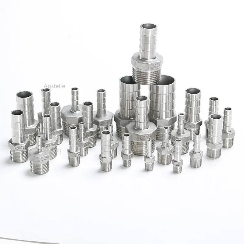 Stainless Steel 304 BSP Male Thread Pipe Fitting X Barb Hose Tail Reducer Pagoda Joint Coupling Connector | Обустройство дома