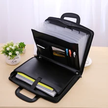 Portable Canvas Document Bag Multi-Layer Waterproof Briefcase Thickened Zipper Information Organizer Office Storage Accessories