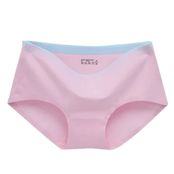 

Women Cotton No Trace Ladies Panties Color Matching Waist Hip Breathable Sexy Seamless Cotton Briefs 2020 New Arrive