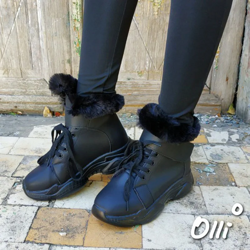 Coolcept/женские зимние ботинки; Теплые ботильоны с Плюшевым Мехом; модные кроссовки на шнуровке; повседневная обувь; женская зимняя обувь; Размеры 35-39
