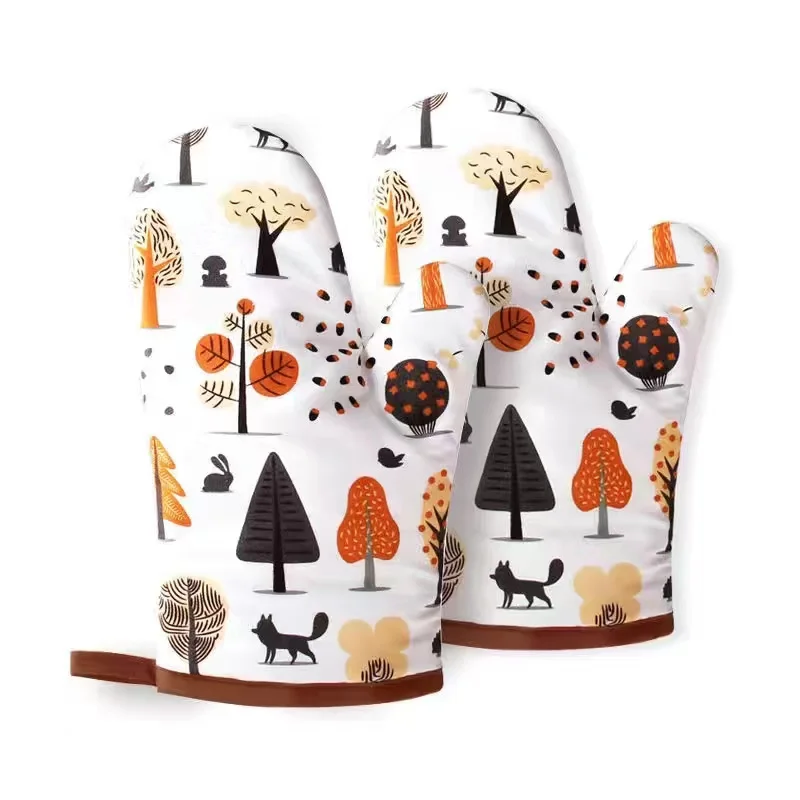 2PC/set Cartoon Oven Glove BBQ Baking Accessories Microwave Kitchen Glove Mitten Heat Resistant Potholders Kitchen Accessories