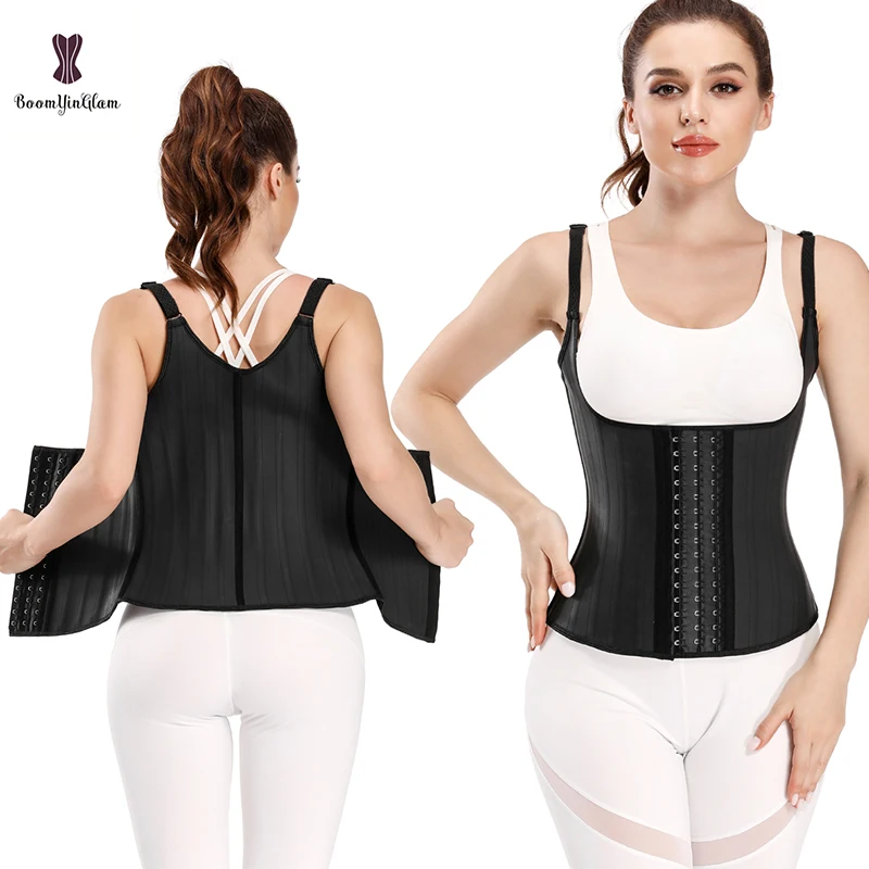 Hook Adjustable Waist Trainer 25 Steel Boned Slimming Corset Workout Girdle Vest Latex Women Body Shaper Plus Size XS -6XL girdles