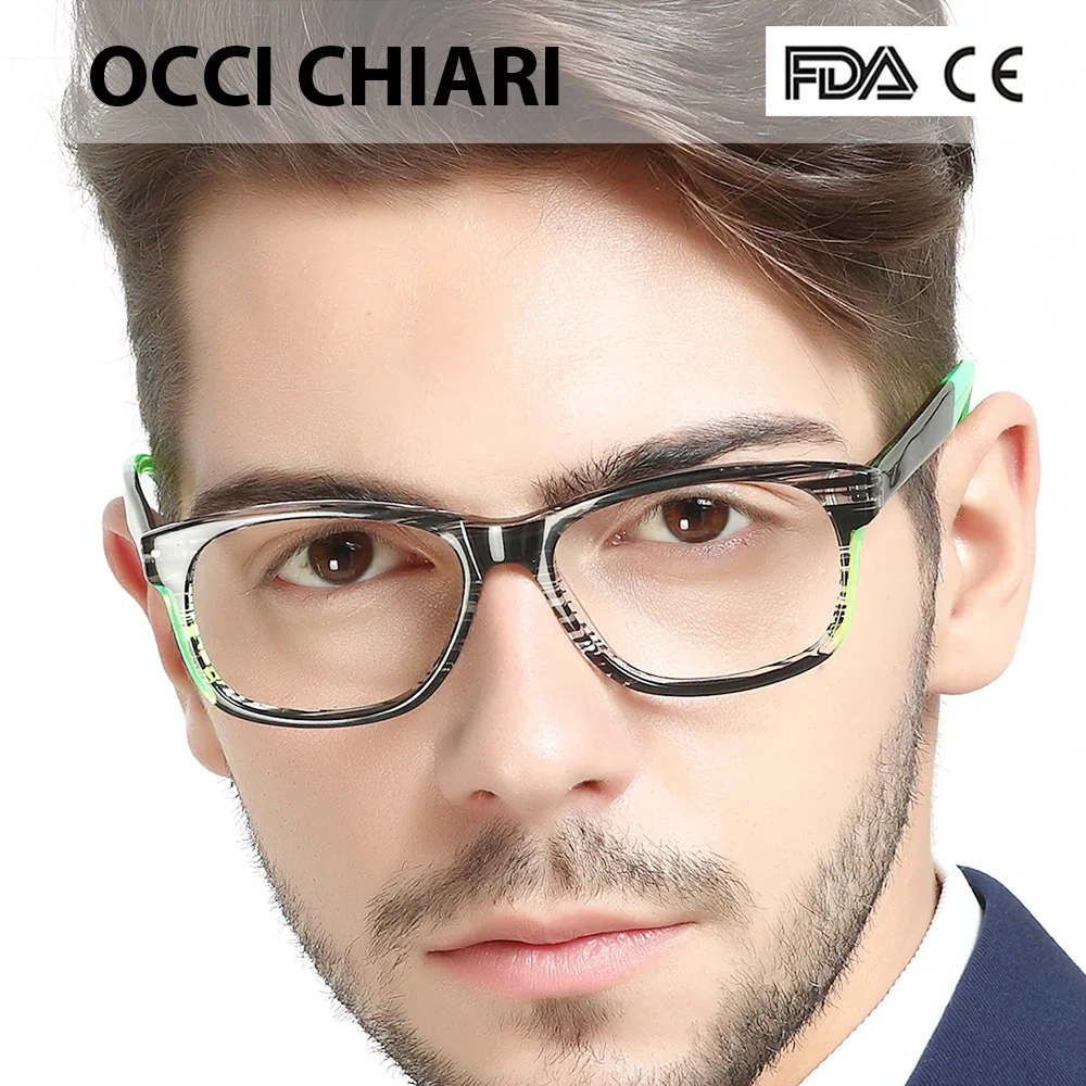 OCCI CHIARI, итальянский дизайн, спортивный стиль, мужские, по рецепту, ботаник, линзы, медицинские, оптические очки, модные очки, подарок, зеленый, синий, W-COICO