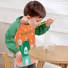 Новые Детские Водонепроницаемые нагрудники с рисунками из мультфильмов, устойчивый к пятнам плащ-нагрудник, детский халат с рисунками для девочек и мальчиков, детский моющийся нагрудник