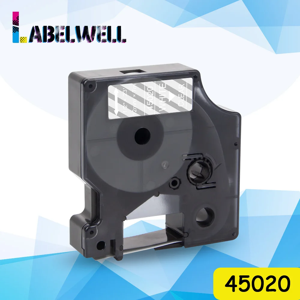 Labelwell 1 шт. 45020 этикетка совместимый для Dymo D1 12 мм лента маркировки с белыми пятнами