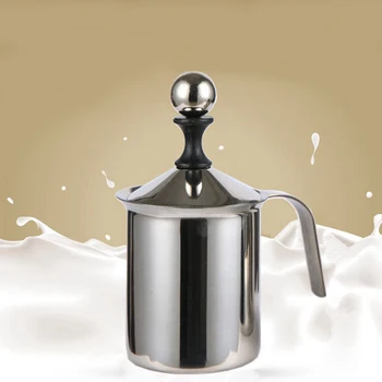 

Manual Double Mesh Milk Frother Stainless Steel Kitchen Milk Creamer Cappuccino Latte Milk Foam Jug 400ml 800ml Gadgets