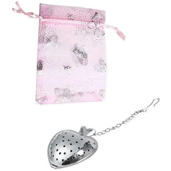 

130 Pcs Accessories: 100 Pcs Organza Gift Bags 4.7X3.5-Inch Pink & 30 Pcs Stainless Steel Heart Tea Strainer Filter