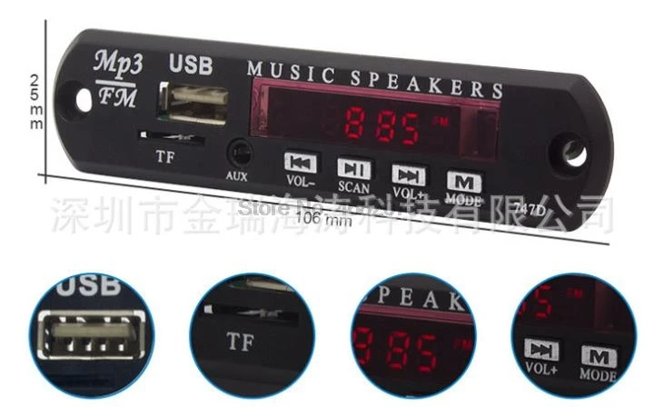 По DHL 50 шт. Bluetooth беспроводной MP3 плеер WMA декодер плата аудио модуль USB TF радио