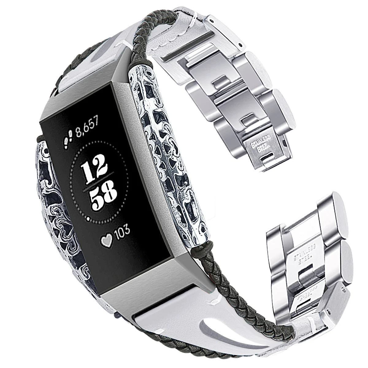 Браслет для Fitbit Charge 3 сменный из нержавеющей стали и кожи Correa 62010|Ремешки часов| |
