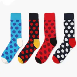 Модные мужские хлопковые чулки, цветные осенние носки в горошек, Оптовая продажа-3105