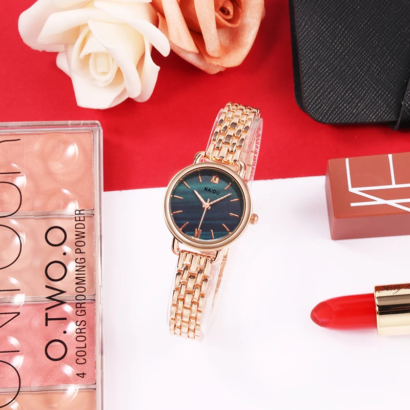 Женские часы NAIDU розовое золото серебро женские браслет кварцевые наручные