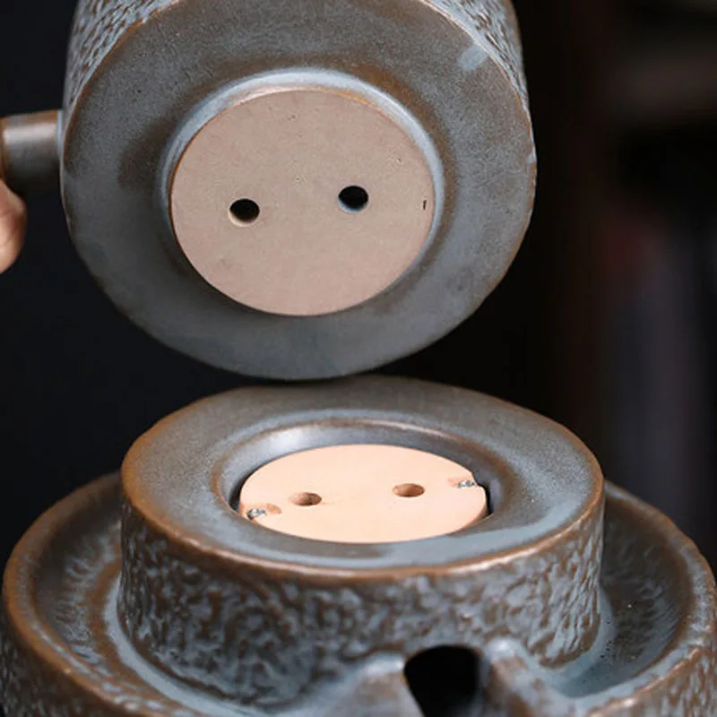 Automatic Stone-Mill Pottery Lazy Stone Grinding Tea Set, Rotating Water Teapot, Tea Maker for Ceremony, Home Office Decor, Serv