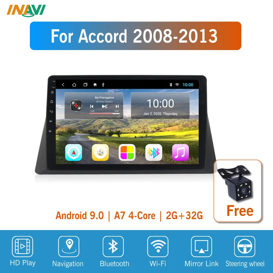 Мультимедийная магнитола для Accord 2008-2013 Автомобильный плеер на Android 9 10 дюймов с