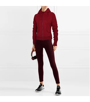 

Gym Sport Jacket Women Multi color Hooded Coat with Fleece Ladies Long Sleeve with Zipper Fitness Sweater for Yoga