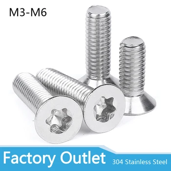 

10/50pcs304 stainless steel Six Lobe Torx Flat Countersunk Head with Pin Tamper Proof Anti Theft Security Screw Bolt M3 M4 M5 M6