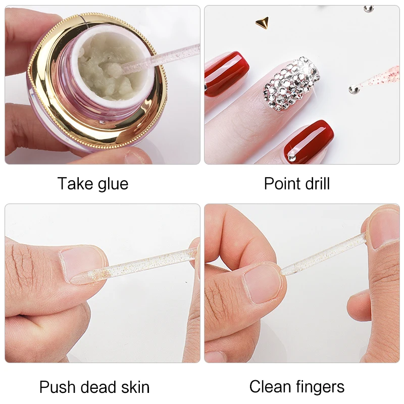 100Pcs Reusable Crystal Stick Double End Nail Art Cuticle Pusher Cuticle Remover Tool Pedicure Care Nails Manicures Dotting Tool 5