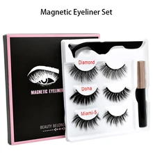 Набор магнитных подводок для глаз, 3 пары магнитных ложных Пинцет для ресниц, Модный водонепроницаемый Быстросохнущий подводка для глаз, легко носить подводку для глаз