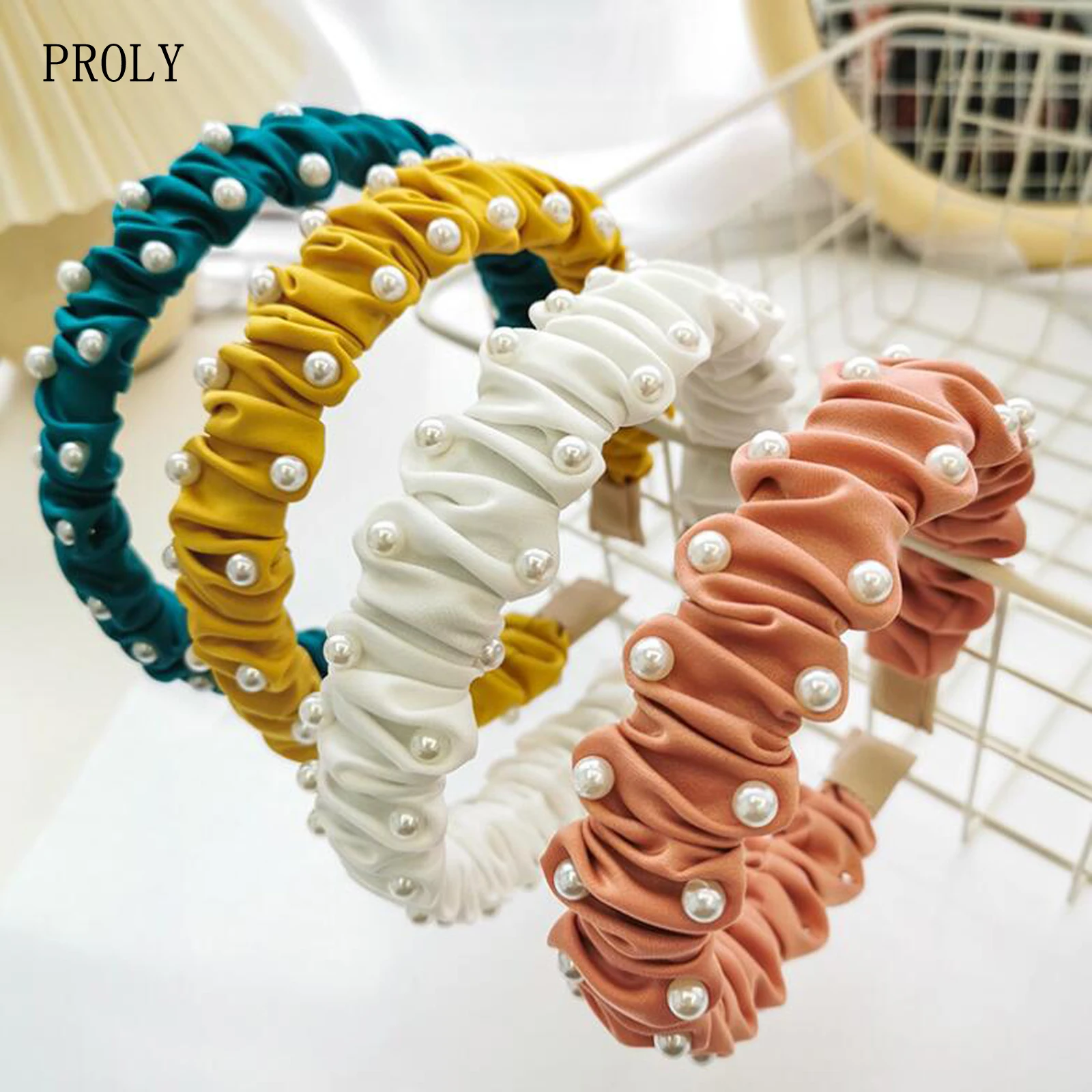 

PROLY New Fashion Women's Headwear Pleated Hairband Spring Casual Adult Hairband Pearls Turban Hair Accessories Wholesale