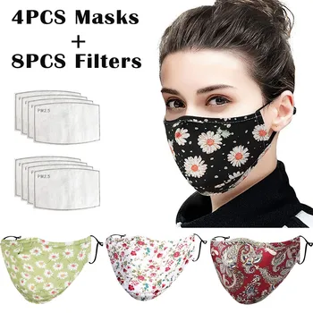 

4PCS PM2.5 Outdoor Dustproof Windproof Mouth Mask Washable Reuse Face Mask printing Pollution Protection Face Mouth Mascarilla