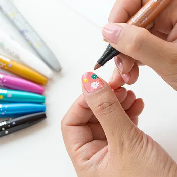 

8 Color Nail Art Marker Pen Monami 1.7mm Fine Non-permanent Home DIY Marker Paint Decoration Korean Stationery Girl Gift A6472