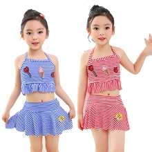 Детский купальник, модный милый и милый купальник с объемной вышивкой для девочек, Раздельный купальник