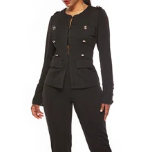 Женский Повседневный деловой костюм, модная одежда из двух частей, осенняя одежда с длинным рукавом, одноцветная Сексуальная Осенняя офисная одежда, женские костюмы