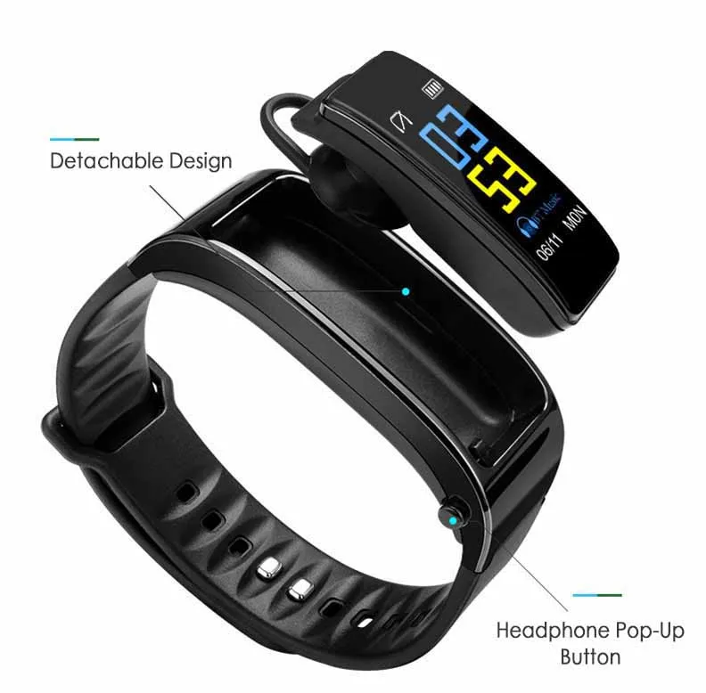Talkband Y3 Plus Smart Watch with Earphone Heart Rate Sleep Monitor Bluetooth Call Music Smartwatch for Business Sports Headset