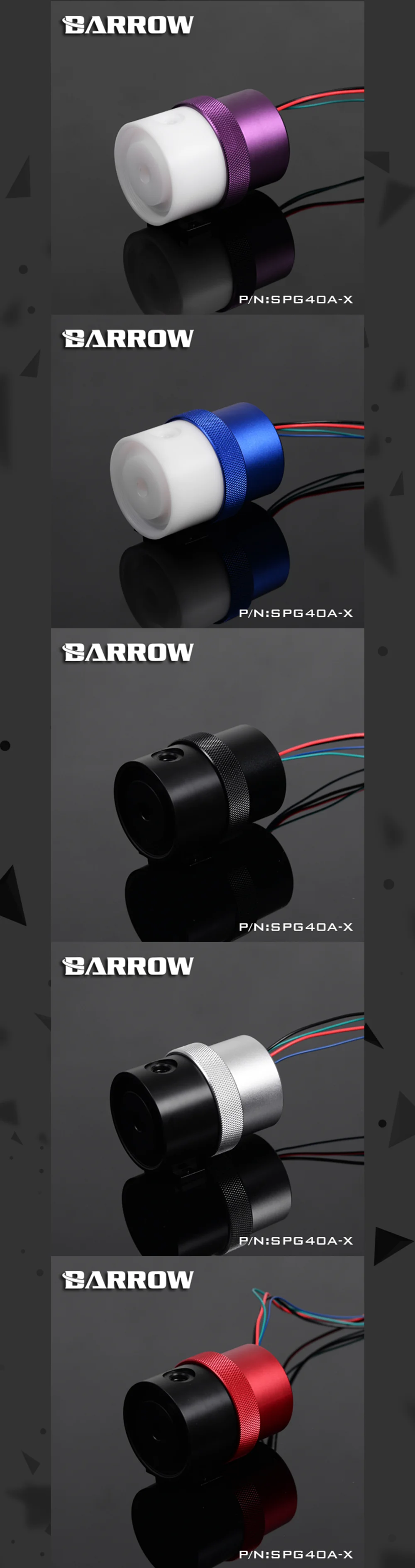 Barrow SPG40A-X, 18W PWM Pumps, Maximum Flow 1260L/H, Compatible with D5 Series Pump Cores and Components  