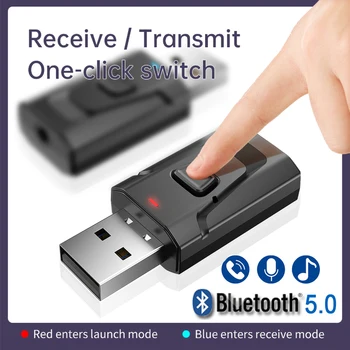 

3.5Mm Car Aux 2 IN 1 Bluetooth 5.0 Handsfree & Wireless Audio Receiver Transmitter for Car MP3 Radio Player Earphone PC TV