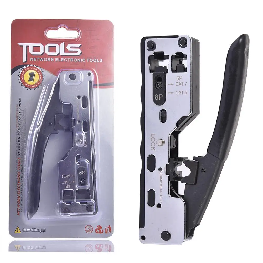 Многофункциональные сетевые кристаллические обжимные плоскогубцы из тяжелой стали обжимные инструменты с прочной головкой в сборе Кабельный тестер ремонтные инструменты - Цвет: Silver