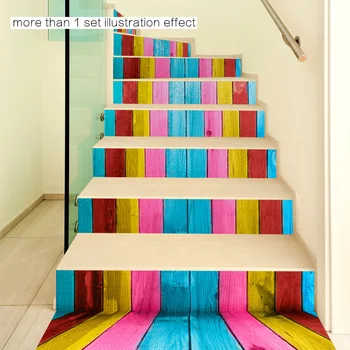 

6pcs DIY Staircase 3D Colorful Stair Sticker Removable Art Self Adhesive Riser Cafe Mildew Proof Home Decor Waterproof PVC