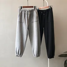 Winter 2021 winter new Korean version of the loose plus velvet is pants women warm thickening cashmere casual pants 9608