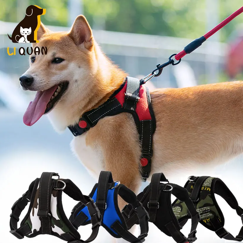 Barato Arnés ajustable suave para perro, chaleco para caminar para perro grande, correa de pecho, accesorios para mascotas yO3ewpdJX