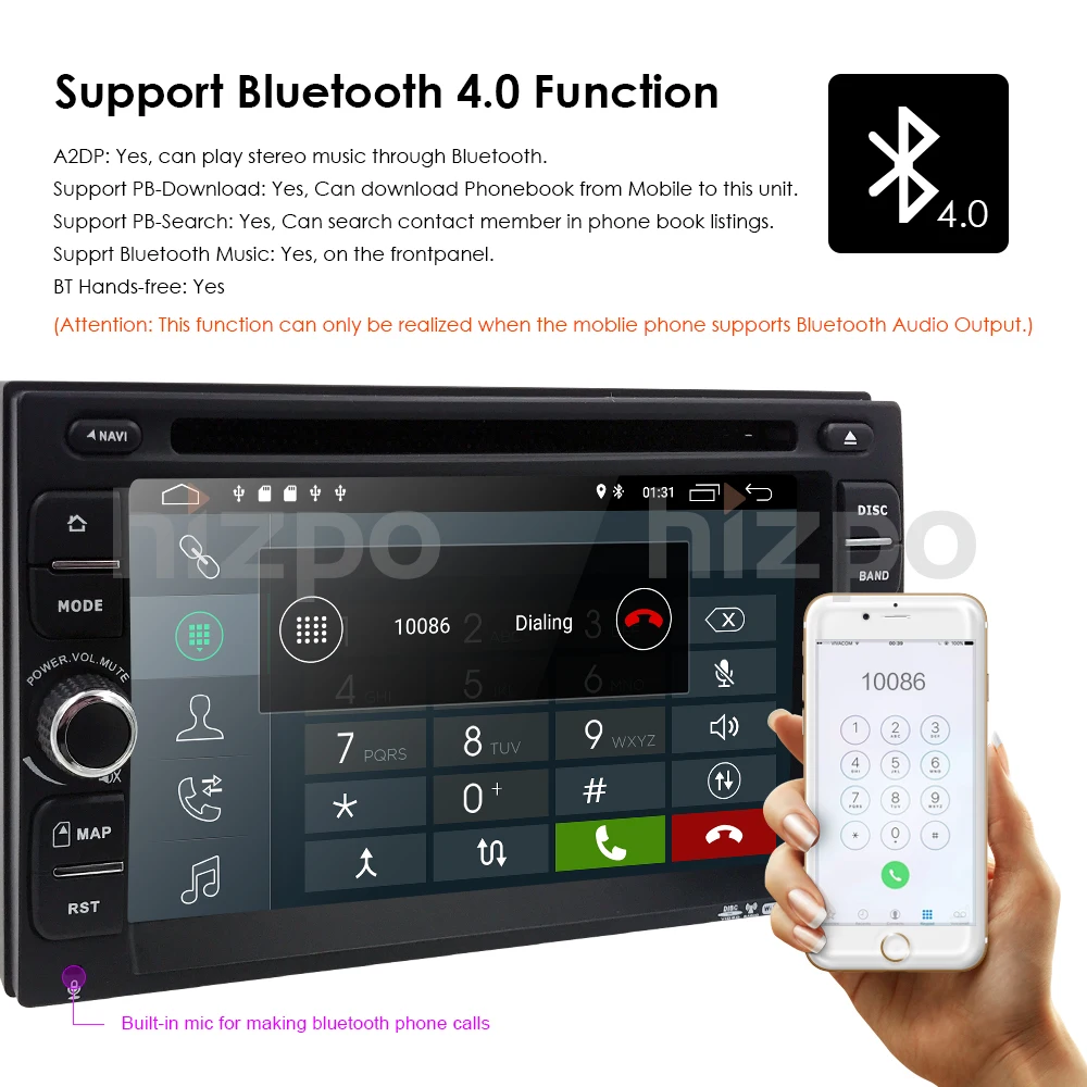 Top Hizpo 6.2 inch QUAD CORE 2DIN Car Navgation Radio For Universal Radio Nissan Mirror Link Steering Wheel Control GPS 1080P RDS EQ 8