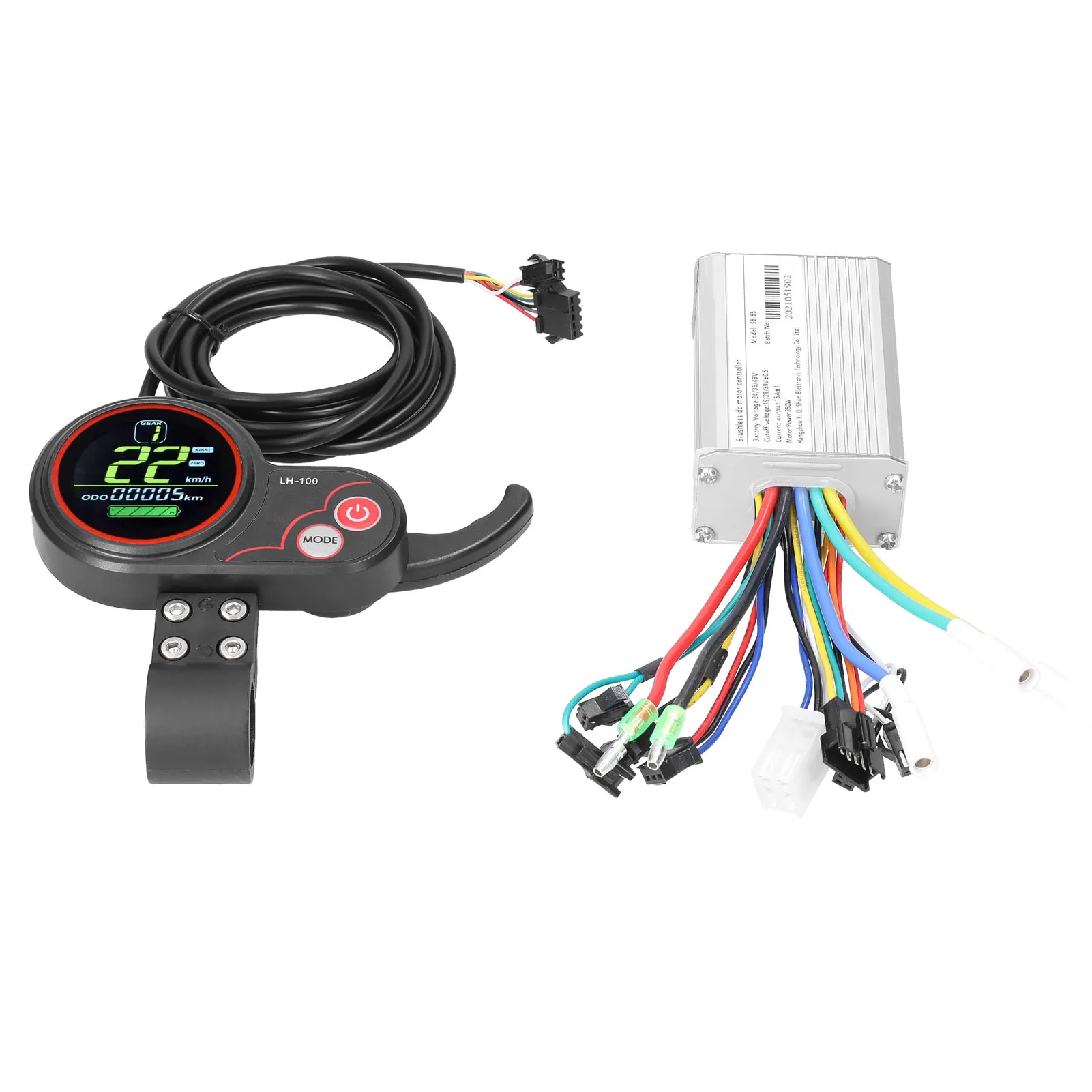 Motor Brushless Controller 36/48V 350W Electric Brushless DC Motor Controller with LCD Display Panel for Electric Bike Bicycle Scooter 