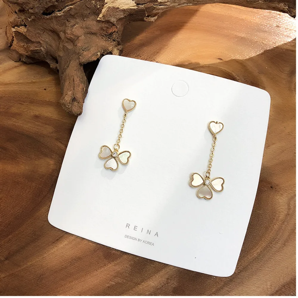 Корейская Мозаика Кристалл Любовь цветок серьги сережки в виде ракушек Модные женские сережки Винтаж гипоаллергенно для женщин ювелирные изделия