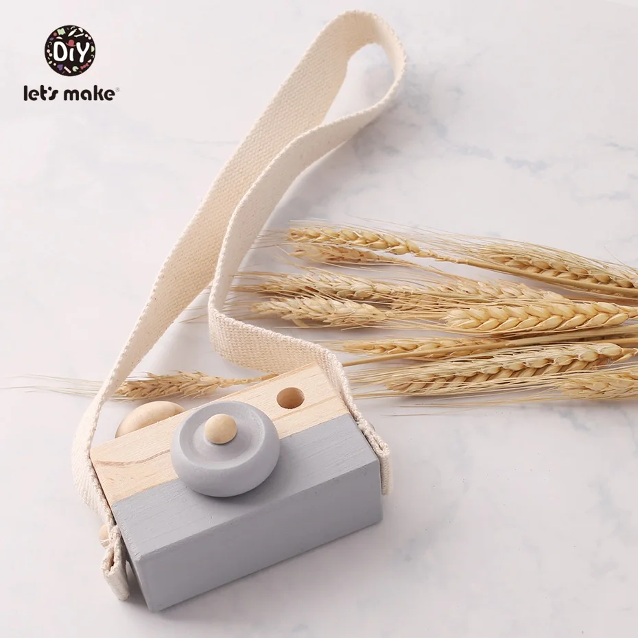 Let's make 1pc Wooden Baby Toys Fashion Camera Pendant Montessori Toys For Children Wooden DIY Presents Nursing Gift Baby Block 8