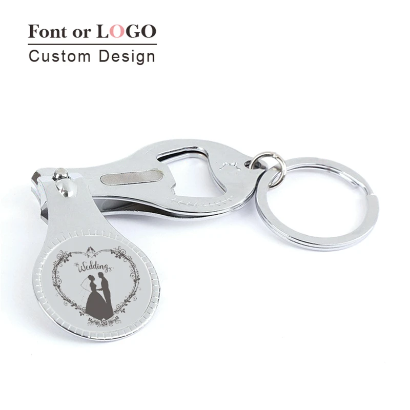 

50Pcs Personalized Wedding/Baptism/first communion anniversary Multifunctional Wine Opener/Keychain/Nail Clippers
