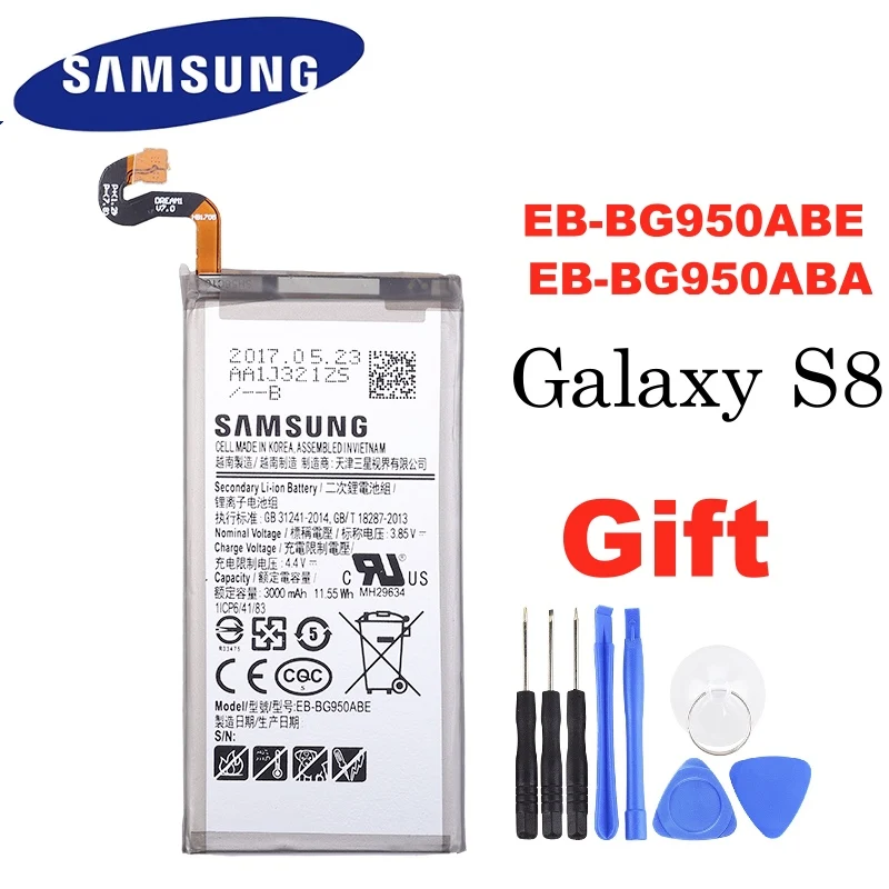 Оригинальная планшетория SAMSUNG аккумулятор 3000 мАч для Samsung Galaxy S8 EB BG950ABE G950T G950U/V/F/S
