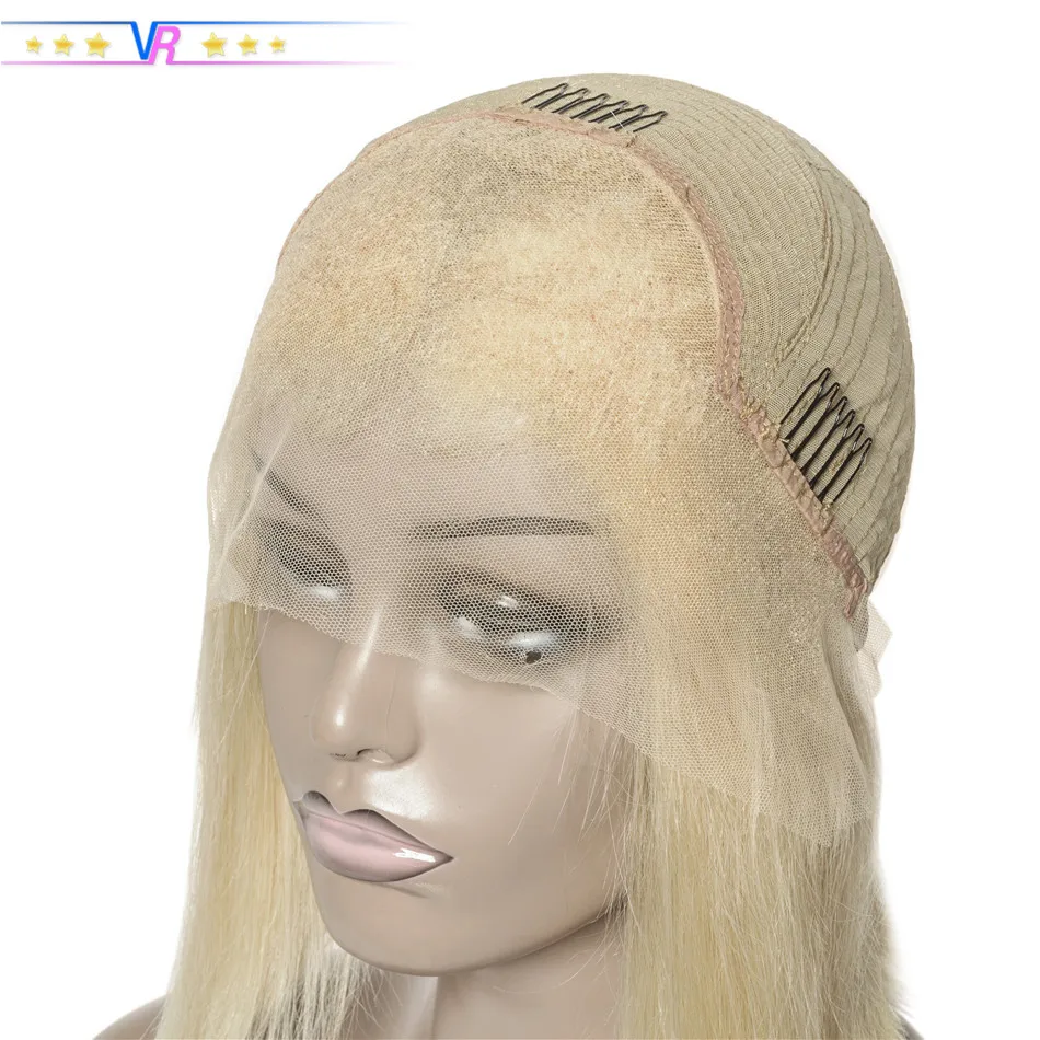 VR Star Quality 180% Density 13x4 Lace Front Wigs Bob Blonde Straight Virgin Brazilian Hair 10" 12" 14"