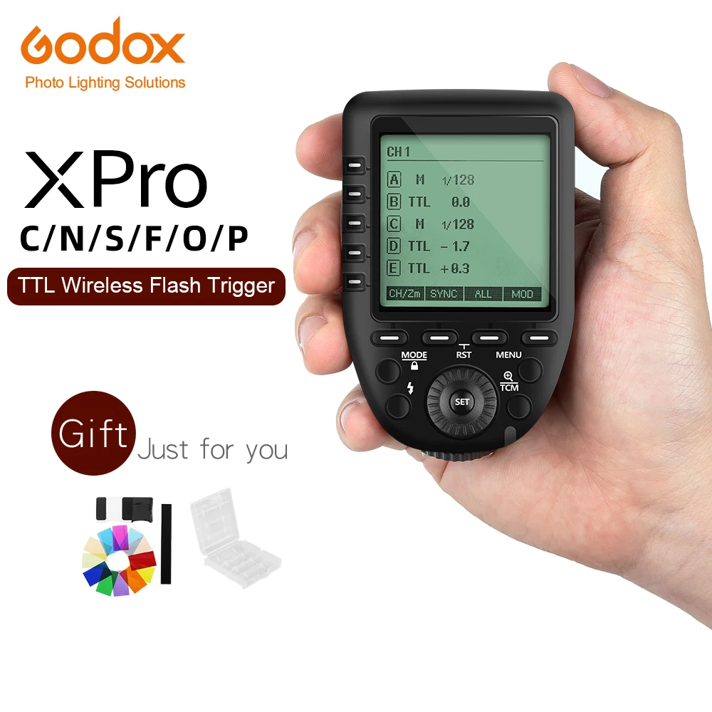 PROD 32922228145 Godox Xpro-C Xpro-N Xpro-S Xpro-F Xpro-O Xpro-P 2.4G
TTL Wireless Trigger Transmitter for Canon Nikon Sony Fuji Olympus
Pentax