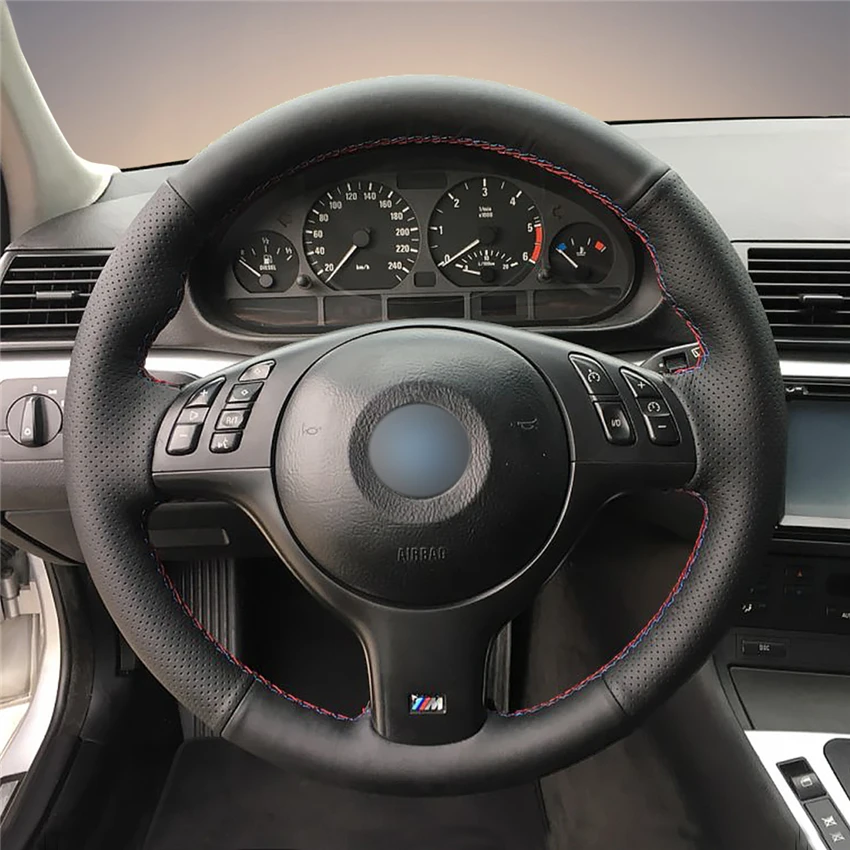 MEWANT DIY черный чехол рулевого колеса автомобиля из искусственной кожи для BMW E46 E39