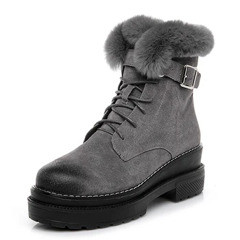 

Genuine Leather Boots Women's Booties with Platform Shoes Woman Winter Woman Shoe Ankle Boots for Women's Shoes 2020 Snow Boot