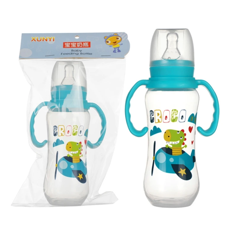 240 мл детские бутылочки, силиконовые бутылочки для кормления молока, Подарочная детская бутылка для питьевой воды с ручкой, детская чашка - Цвет: 240ML