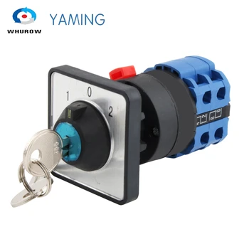 

LW26-20/2 Single Hole With Key Universal DIY Silver Contact 2 Poles Three Positions Dual Power Motor Forward And Reverse 20A