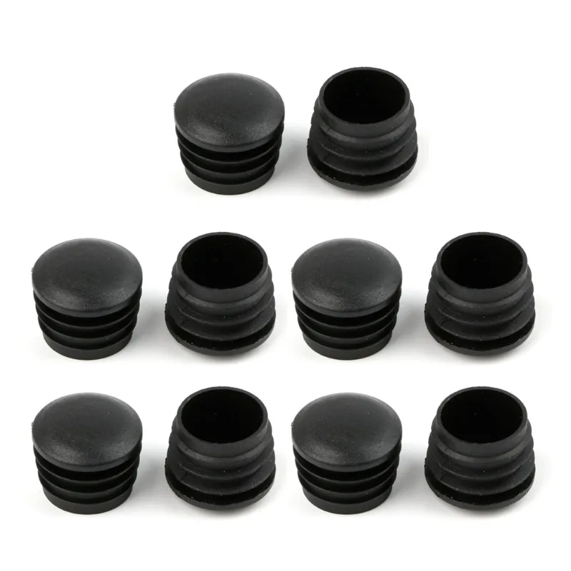 25mm 10 шт черные пластиковые ножки для мебели заглушка для круглой трубы C63E - Цвет: 25mm